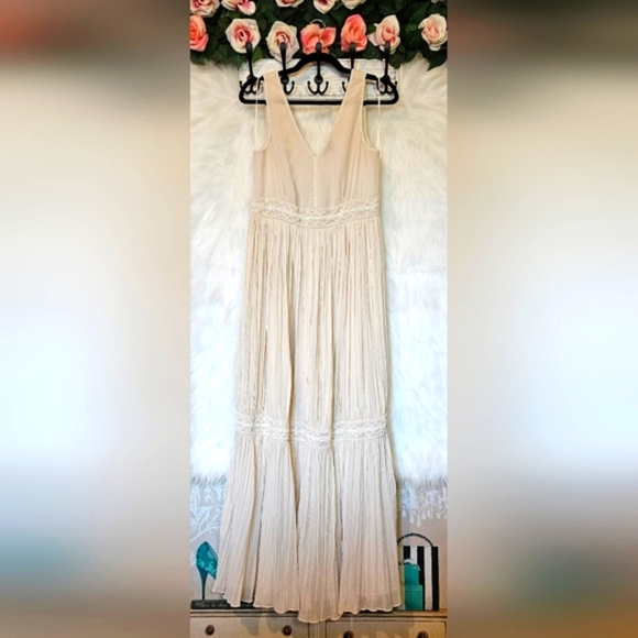 Massimo Dutti Bohemian Crepe Beaded Maxi Dress - Picture 1 of 10